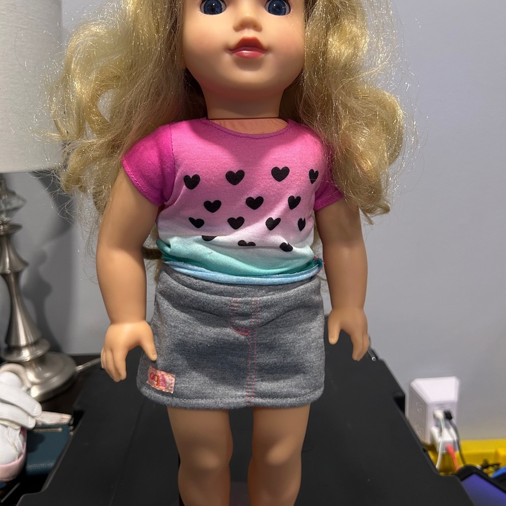 Lotus Doll with Pink and Gray Outfit